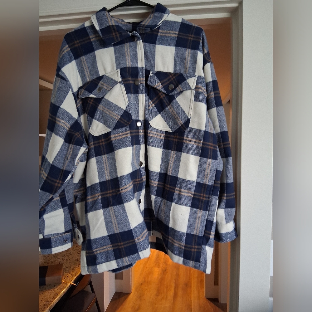 HFX Plaid Blue and White Women's Jacket